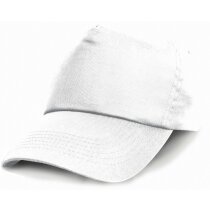 Gorra sencilla de color liso y 5 paneles con logo blanca