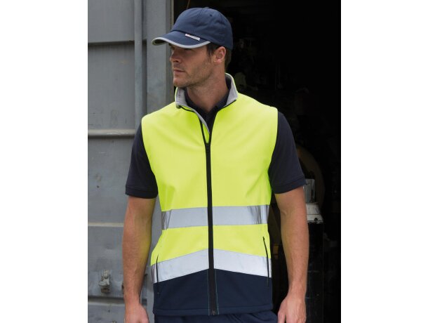 Chaleco softshell de seguridad imprimible Amarillo fluorescente/negro detalle 3