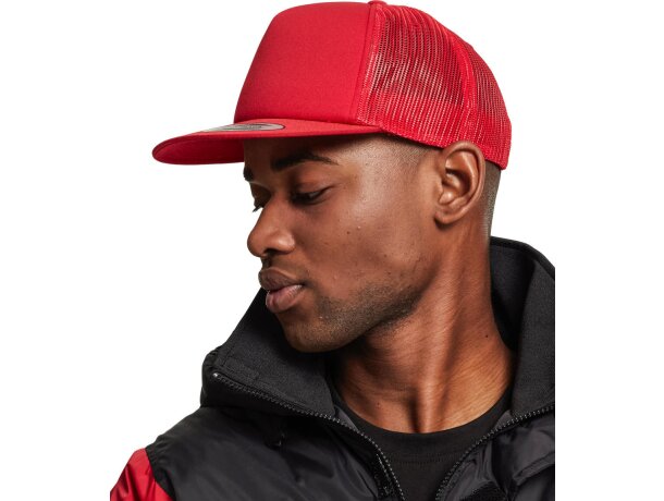 Gorra Foam Trucker visera plana Rojo detalle 4