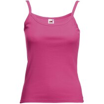 Camiseta de mujer con tirante fino con logo fucsia Camiseta de mujer con tirante fino con logo fucsia