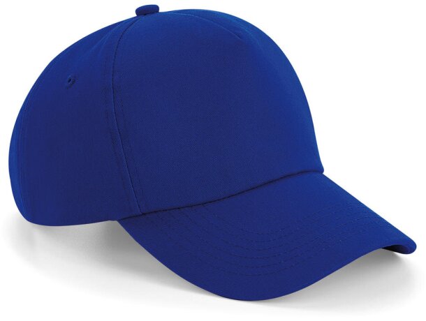 Gorra verde y ecológica de 5 paneles,. Amigable con el planeta Azul royal brillante detalle 3