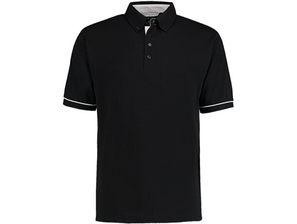 Polo unisex contrastado tejido mixto 220 gr negro y blanco