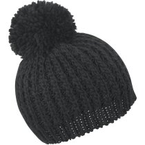 Gorro con pompón de punto personalizado negro Gorro con pompón de punto personalizado negro