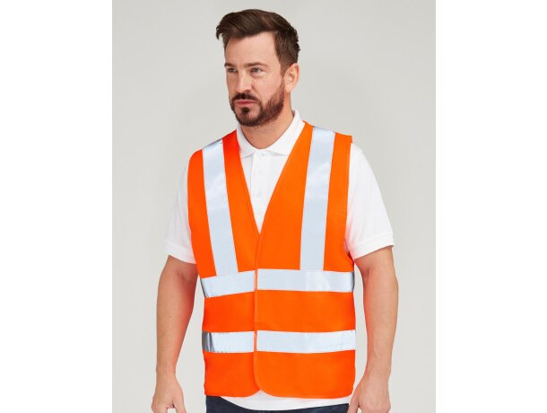 Chaleco Seguridad 4-bandas Naranja fluor detalle 2