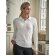 Polo mujer algodón orgánico ring spun manga larga 215 g/m2 Blanco detalle 1