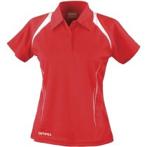 Polo de mujer combinado deportivo 135 gr blanco y negro personalizado