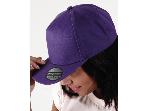 Gorra estilo rapero de 5 paneles Morado detalle 4