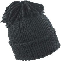 Gorro con pompón acabado punto personalizado negro Gorro con pompón acabado punto personalizado negro