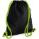 Mochila con cuerdas con bolsillo oculto Negro/verde lima