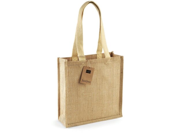 Bolsa de yute con asas largas de algodón Westford Mill con logo natural