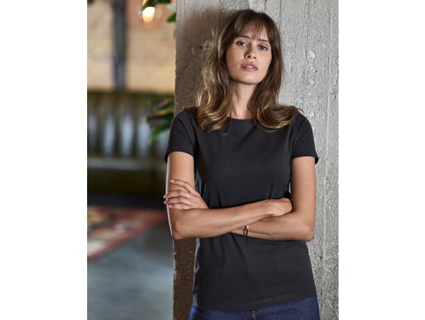 Camisetas mujer corte ajustado algodón 160 g/m2 Luxury Gris oscuro detalle 2