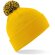 Gorro con pom pom unisex plegable Amarillo flúor/marino