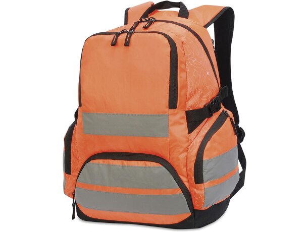 Mochila London Hi-Vis naranja serigrafiadas bandas reflectantes Amarillo fluorescente detalle 4