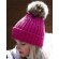Gorro de lana personalizado con pompn poliacrílico Chunky Fucsia detalle 5