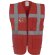 Chaleco de seguridad con bandas verticales y horizontales personalizado rojo