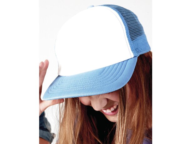 Gorra con rejilla combinada para niños personalizada azul real/gris claro
