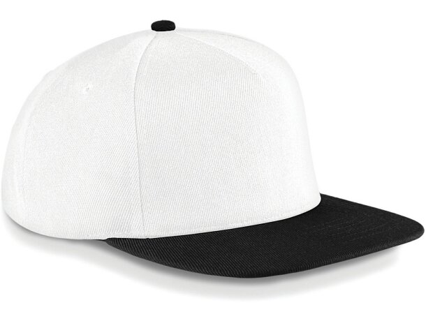 Gorra moderna de diseño con visera plana personalizada blanco y negro