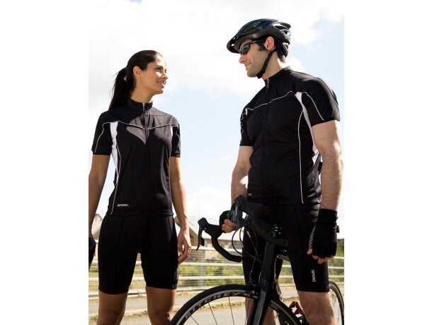 Camiseta de ciclista manga corta unisex 170 gr Negro/blanco detalle 1