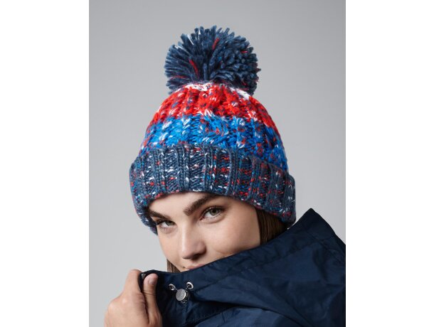 Gorro de invierno económico poliacrílico con base doblada Corkscrew Azul chili detalle 1