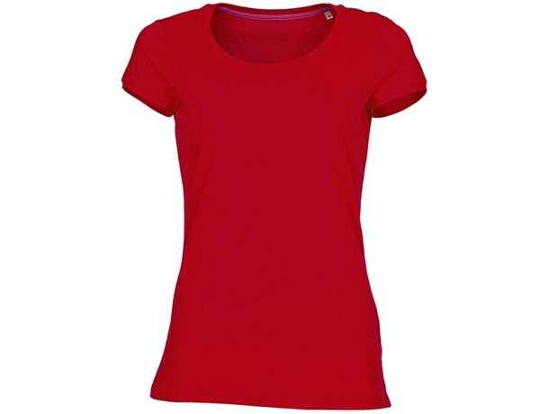 Camiseta de mujer entallada 135 gr Rojo carmesí detalle 1