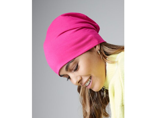 Gorro de algodón Slouch Beanie Fucsia detalle 4