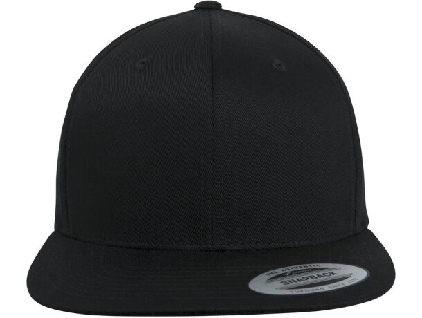 Gorra plana para personalizar 100% algodón orgánico 6 paneles Snapback Negro detalle 5