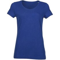 Camiseta cuello en V ligera 135 gr grabada azul Camiseta cuello en V ligera 135 gr grabada azul