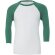 Camiseta Baseball manga 3/4 unisex 135 gr personalizada blanco y verde