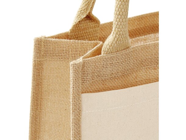 Cotton Pocket Jute Midi Tote con logo