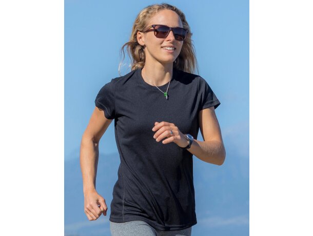 Camiseta de mujer blanca manga corta 160 gr Negro detalle 1