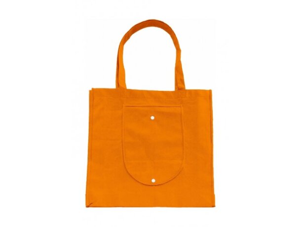 Bolsa plegable con asas largas personalizada naranja Bolsa plegable con asas largas personalizada naranja