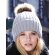 Gorro de lana personalizado con pompn poliacrílico Chunky Gris claro marl detalle 3