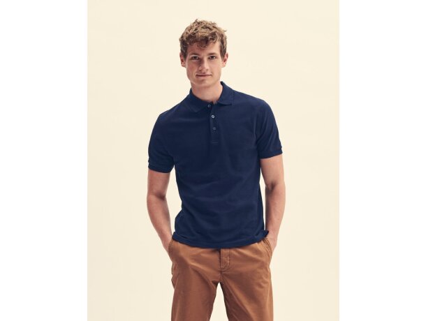 Polo manga corta unisex de algodón ring-spun 170 g/m2 Iconic Deep marino detalle 1