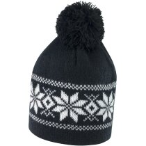Gorro de Punto decorado con pompón personalizado negro/blanco Gorro de Punto decorado con pompón personalizado negro/blanco