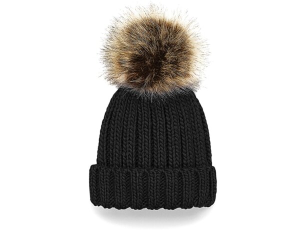 Gorro chunky con pompón sintético infantil en poliacrílico Avena detalle 2