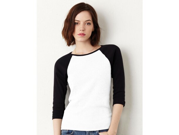 Camiseta manga larga personalizada algodón 200 g/m2 Blanco/negro detalle 2