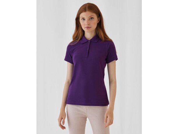 Polo para mujer grabado manga corta 100% algodón preencogido 180 g/m2 Morado detalle 1