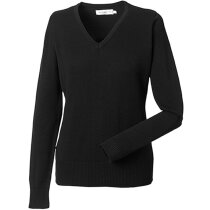 Jersey para mujer de punto con cuello en uve negro