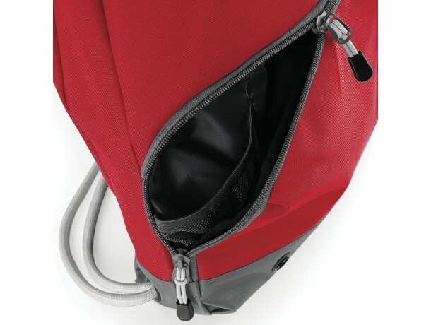 Mochila con cuerdas con gran bolsillo frontal personalizada roja