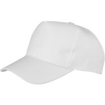 Gorra de poliester modelo sencillo con 5 paneles personalizada blanca