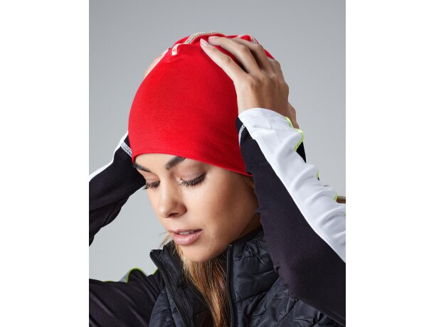 Gorro de algodón Beanie Rojo clasico/blanco detalle 6