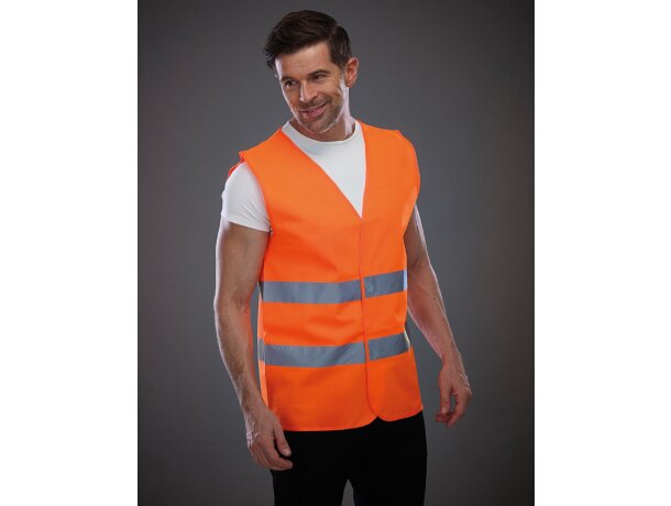 Chaleco de seguridad Fluo con 2 bandas Naranja fluor detalle 1