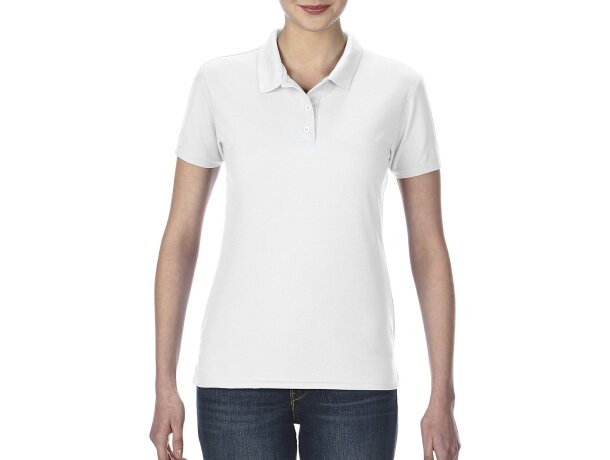 Polo manga corta ajustado de mujer 190 gr personalizado blanco Polo manga corta ajustado de mujer 190 gr personalizado blanco
