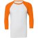 Camiseta Baseball manga 3/4 unisex 135 gr personalizada blanco y naranja