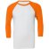 Camiseta Baseball manga 3/4 unisex 135 gr personalizada blanco y naranja