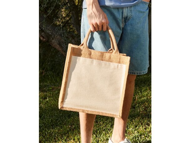 Cotton Pocket Jute Midi Tote para empresas