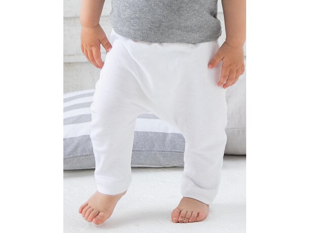 Pantalón bebé promocional para niños en viscosa. algodón orgánico 200 g/m2 Blanco detalle 1