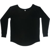 Camiseta holgada de mujer manga larga 115 gr personalizada negra