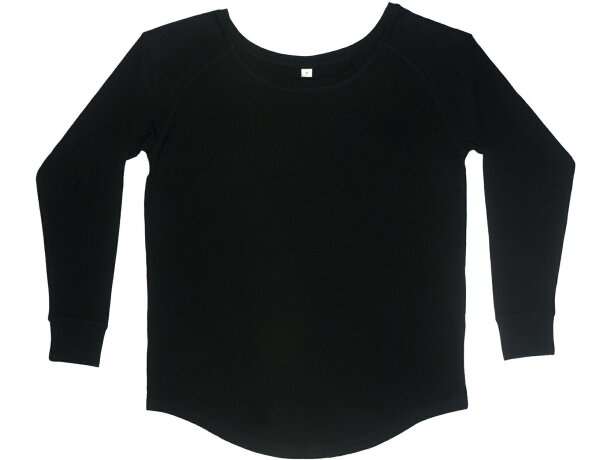 Camiseta holgada de mujer manga larga 115 gr Negro detalle 1