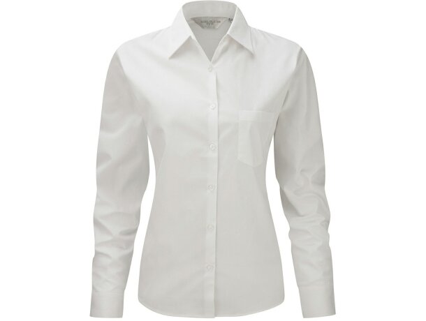 Camisa de mujer de manga larga personalizada blanca